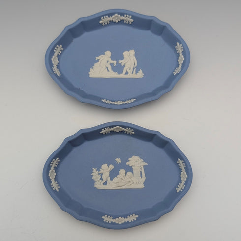 英國復古韋奇伍德碧玉瓷器一對淡藍色